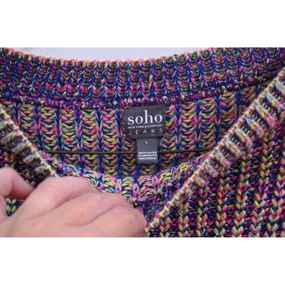 Soho New York & Company Womens Scoop Neck Yarn Like Sweater Size Large - Picture 2 of 3